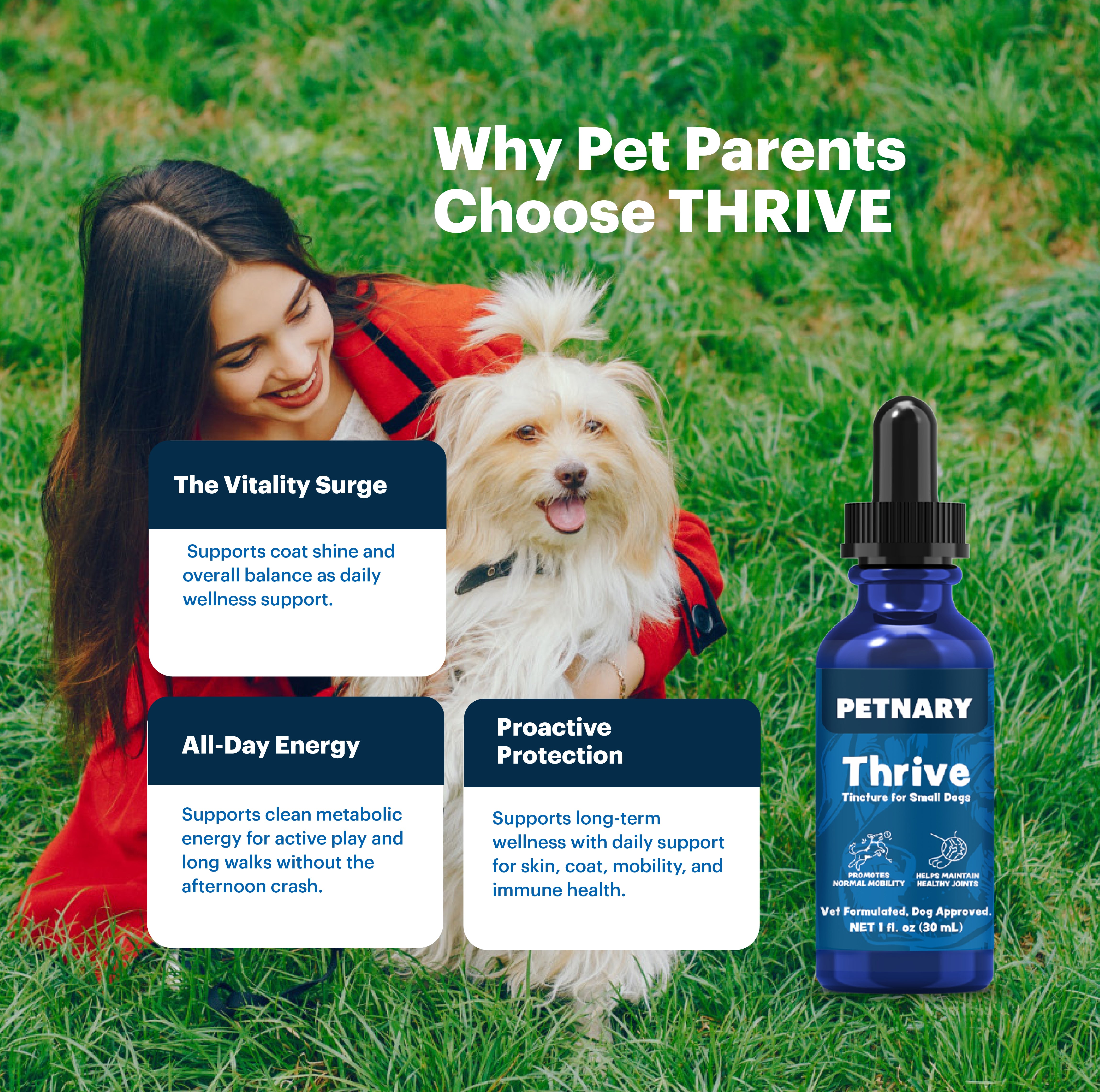 Petnary Thrive | 4-in-1 Daily Vitality Drops – Wild Alaskan Salmon Oil & Metabolic C8 Complex